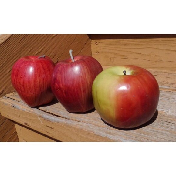 Faux Fruit Basket Decor Lot 9 Realistic Plastic Apples & Pears Staging Prop - Picture 8 of 11